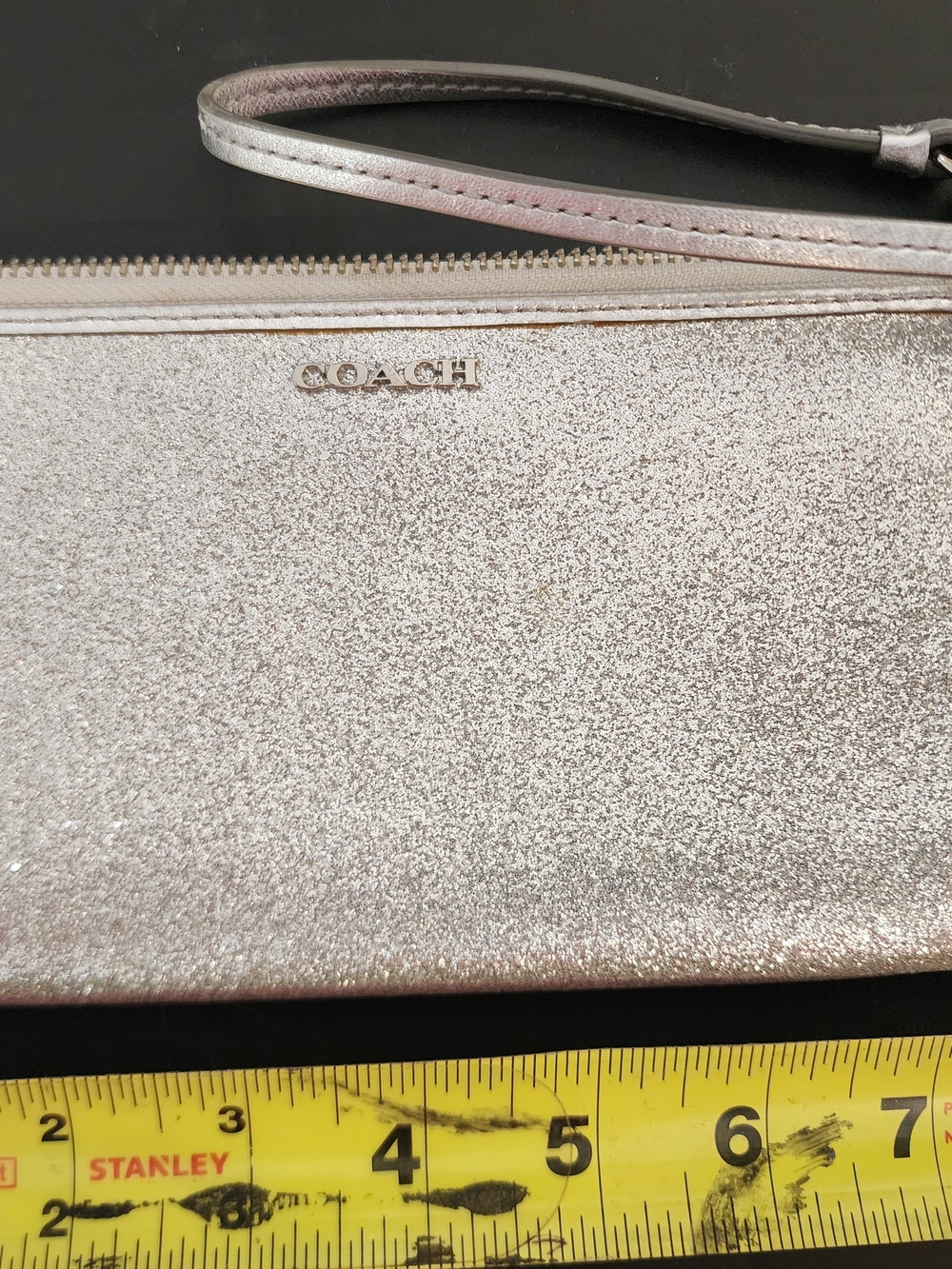 Coach Silver Glitter Zip Wristlet Wallet - Picture 2 of 5